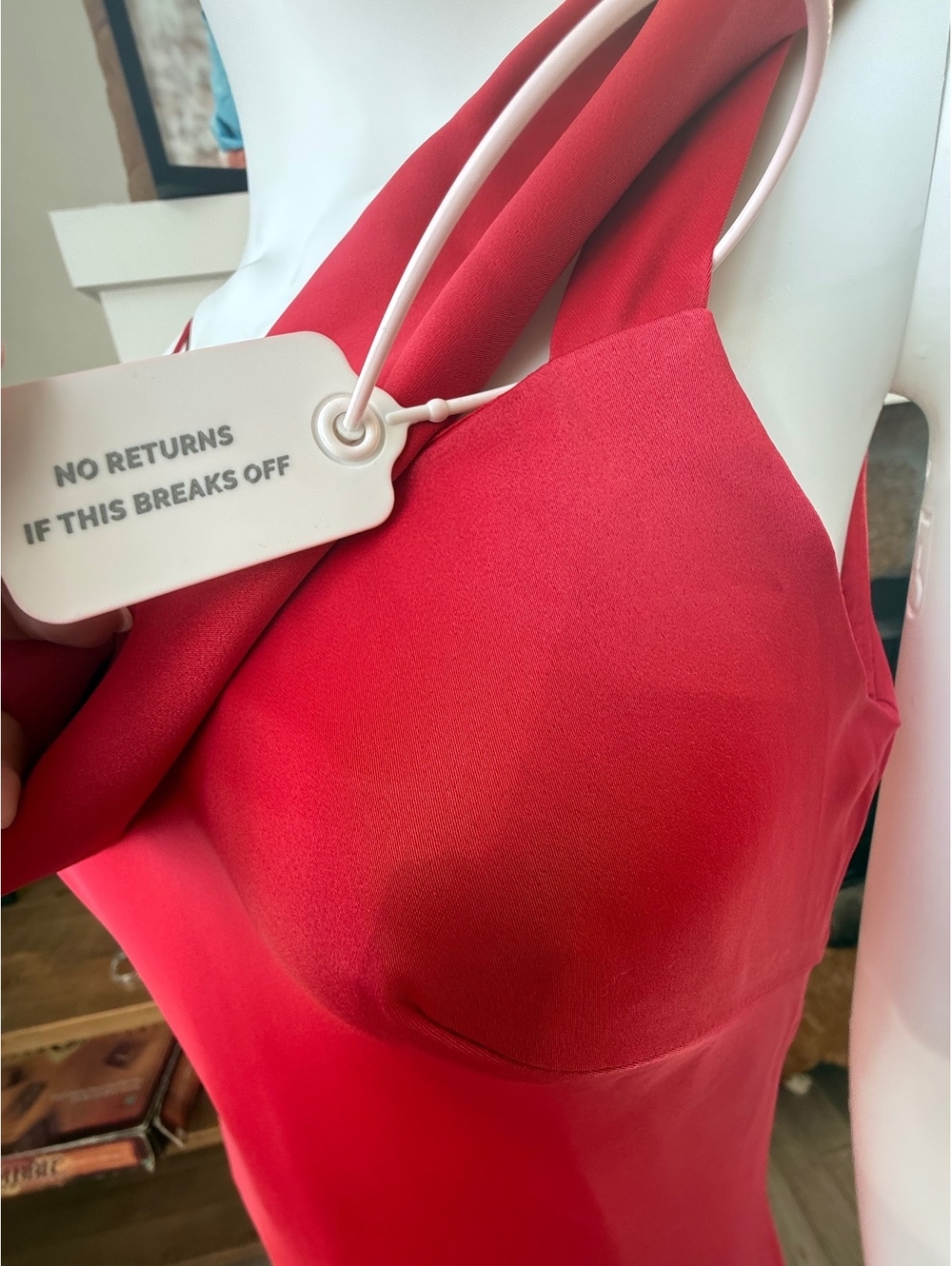 SHEIN Belle red satin cowl-neck maxi dress NWT size 6 M - Picture 8 of 11